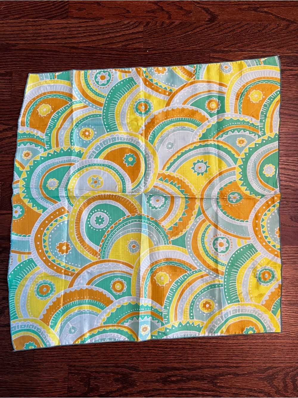 Vibrant Retro Circular Print Bandana - Yellow, Teal, Orange